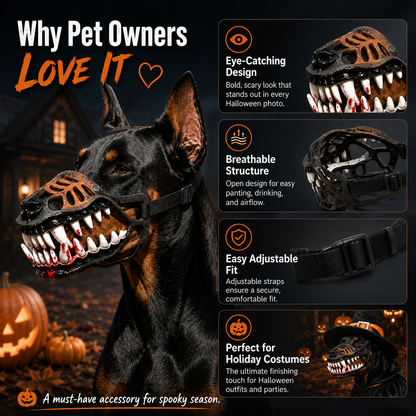 Dinosaur Jaw Dog Muzzle | Halloween Pet Costume