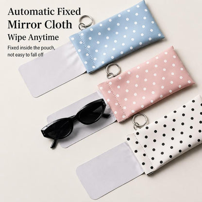 Buy three get one free🎒Minimalist PU Leather Eyeglass Pouch with Key Ring - Spring-Open Portable Glasses Case ✨