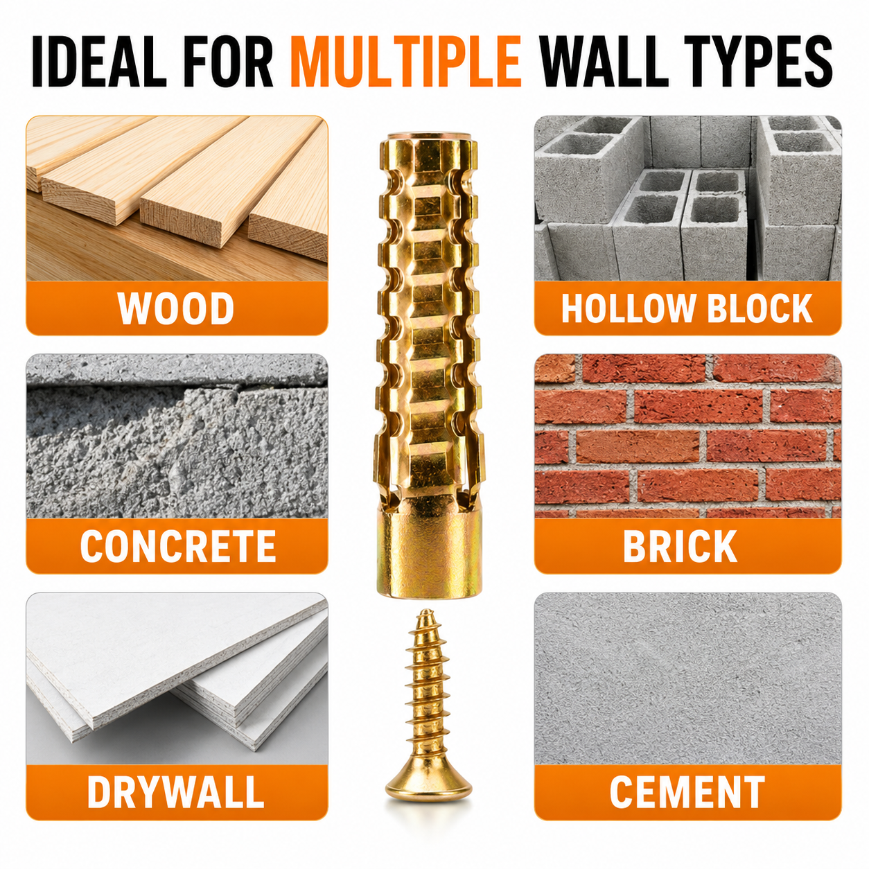 🛠️ Heavy-Duty Metal Wall Anchor & Screw Kit