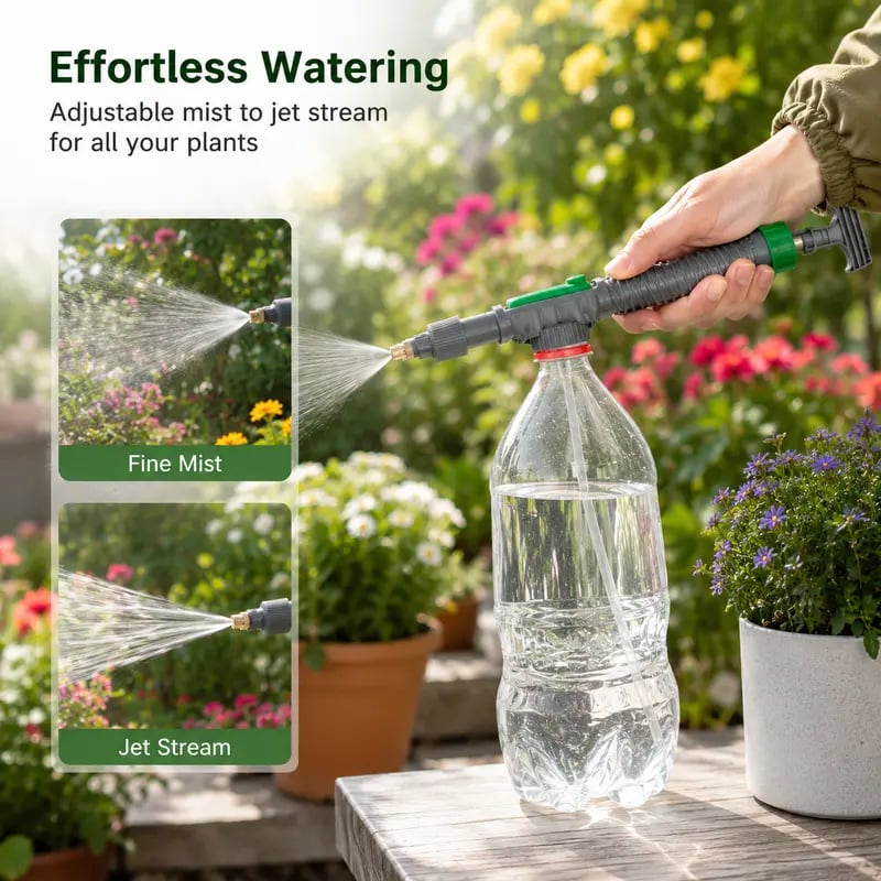 🌿Manual Drink Bottle Sprayer with Adjustable Nozzle‑Portable DIY Garden Spray Tool, Fits Standard
