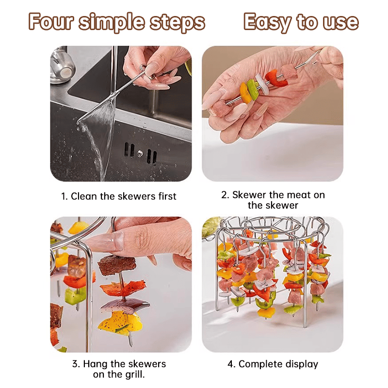 🔥Air Fryer Kebab Rack – 304 Stainless Steel Skewer Grill Stand 🍢