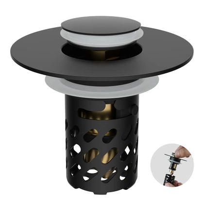 Upgraded 3-in-1 Bathroom Sink Stopper with Removable Stainless Steel Filter Basket