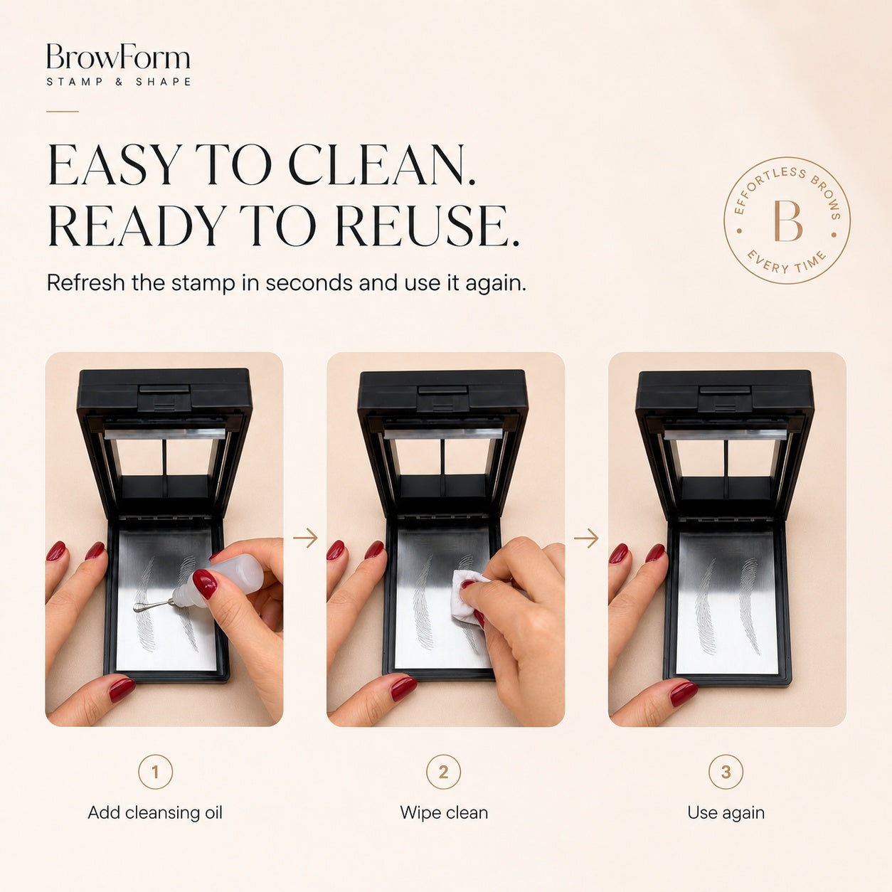 ✨ Reusable Hair-Stroke Eyebrow Stamp – Natural Waterproof Brows in Seconds
