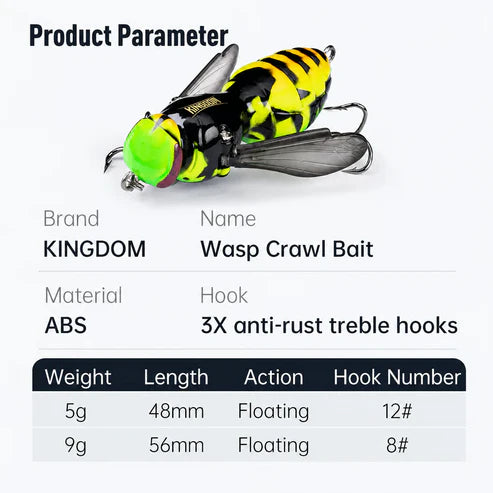 🔥💥 The Realest Sting: Bionic Wasp Topwater Lure [Must-Have] 🎣-Elite