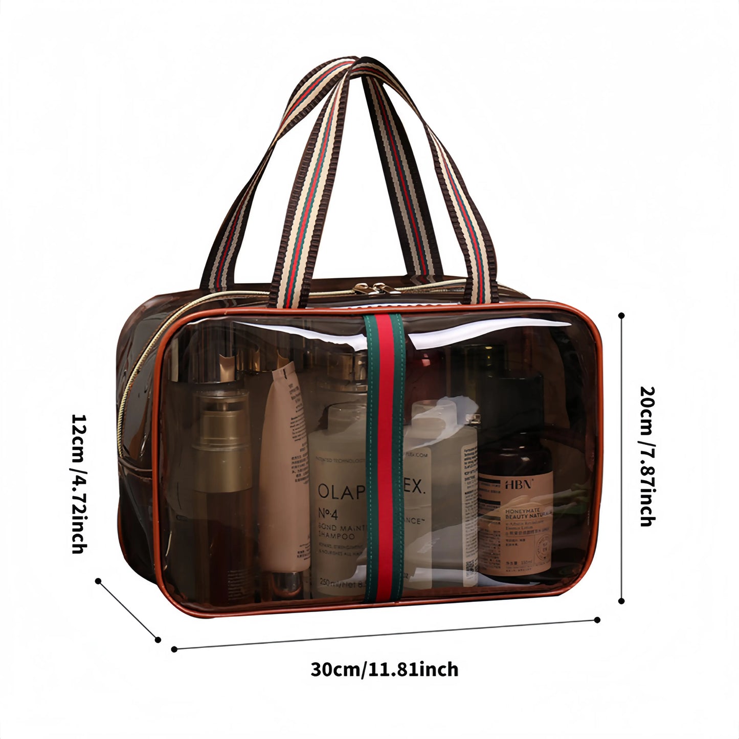 🧳 3PCS New Retro Vintage Vanity Bag – Waterproof Transparent Toiletry Bag, Makeup Organizer with Handle✨