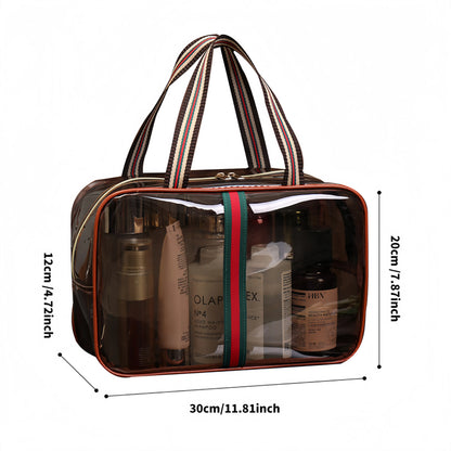 🧳 3PCS New Retro Vintage Vanity Bag – Waterproof Transparent Toiletry Bag, Makeup Organizer with Handle✨
