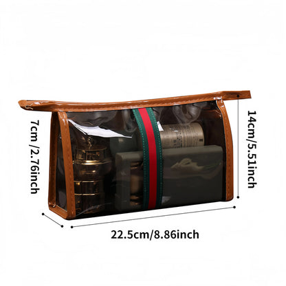 🧳 3PCS New Retro Vintage Vanity Bag – Waterproof Transparent Toiletry Bag, Makeup Organizer with Handle✨
