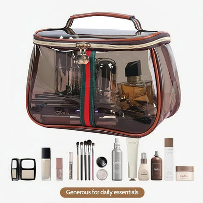 🧳 3PCS New Retro Vintage Vanity Bag – Waterproof Transparent Toiletry Bag, Makeup Organizer with Handle✨