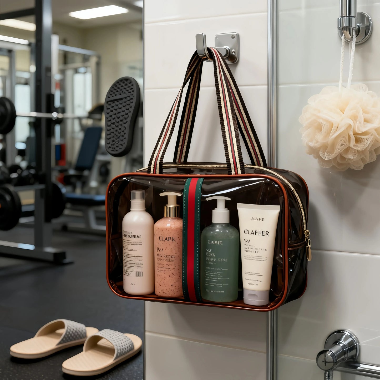 🧳 3PCS New Retro Vintage Vanity Bag – Waterproof Transparent Toiletry Bag, Makeup Organizer with Handle✨