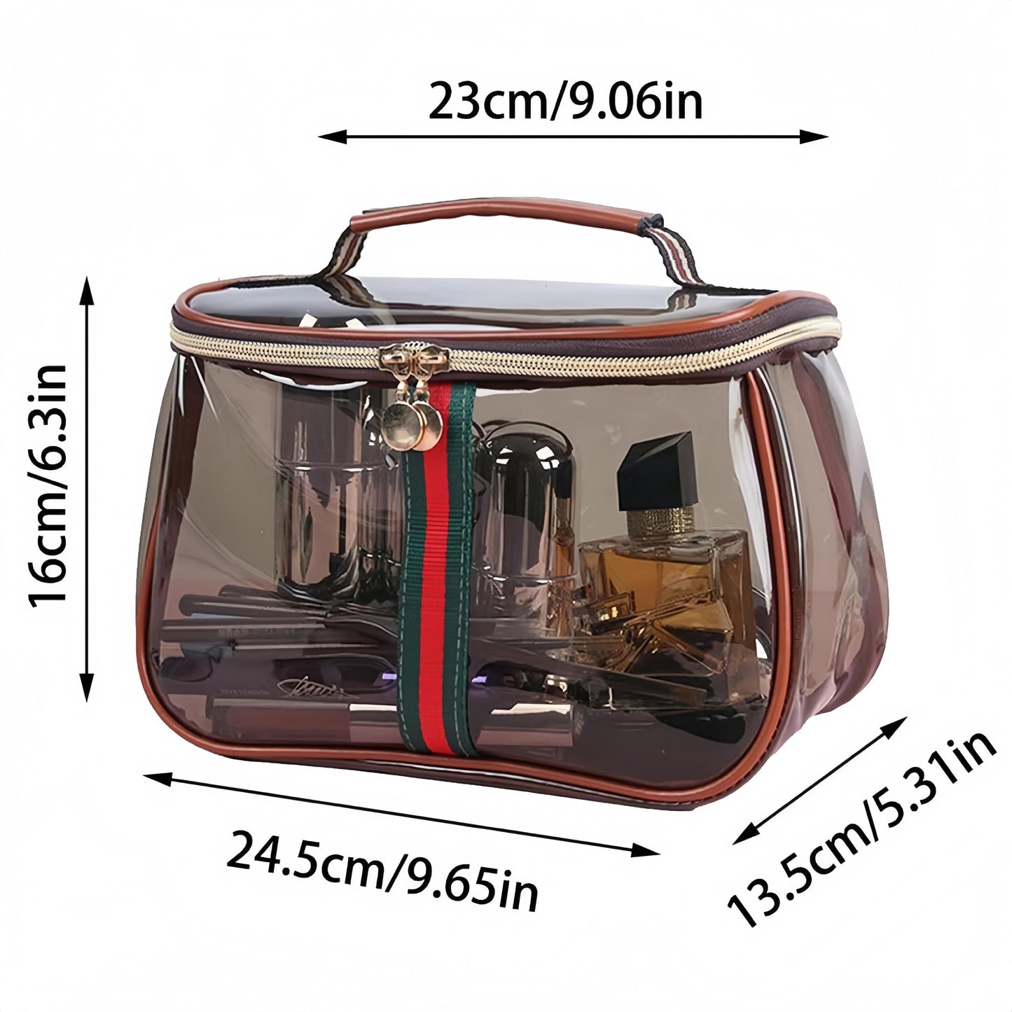 🧳 3PCS New Retro Vintage Vanity Bag – Waterproof Transparent Toiletry Bag, Makeup Organizer with Handle✨