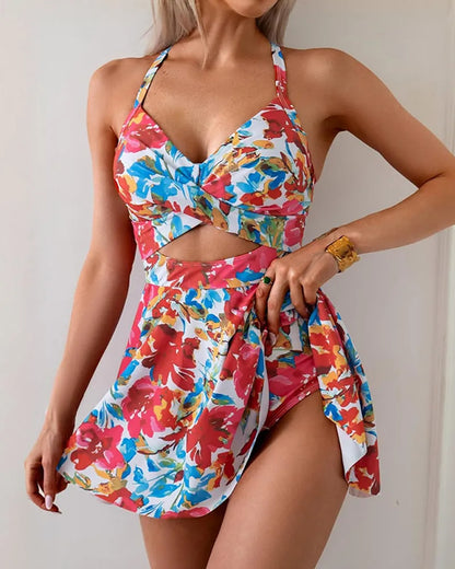 🩱Women's Cutout One Piece Skirt Swimsuit