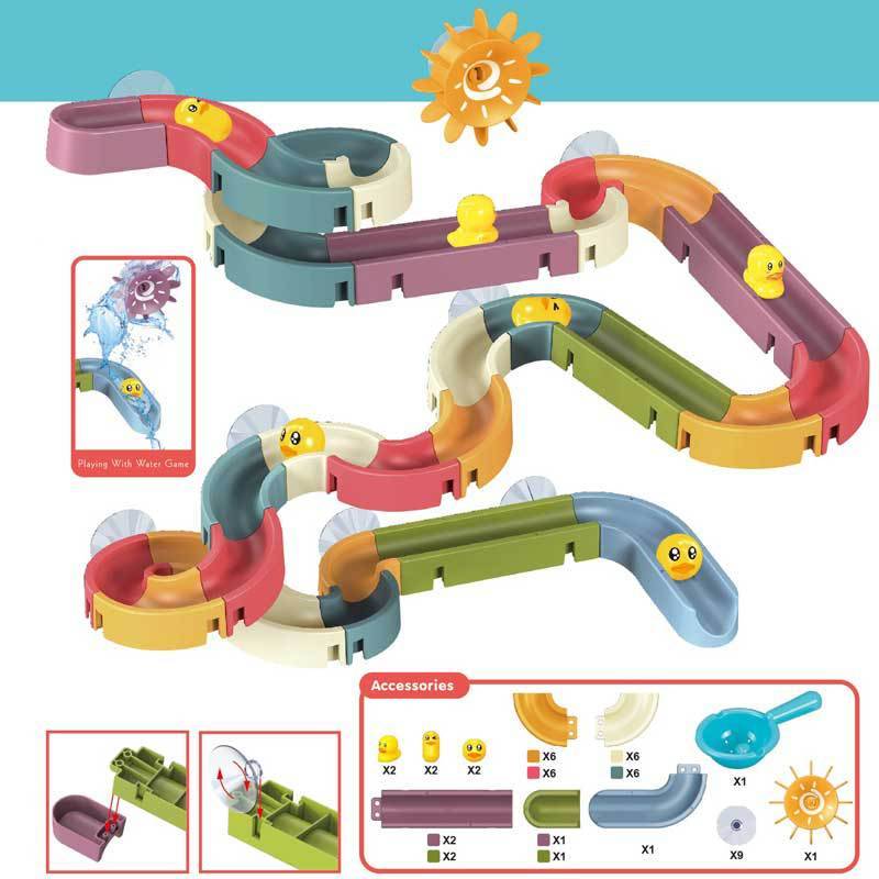 🦆💦 48-Piece DIY Duck Slide Bath Toy 🌈 Build Splash & Turn Bath Time Into Play Time 🛁✨