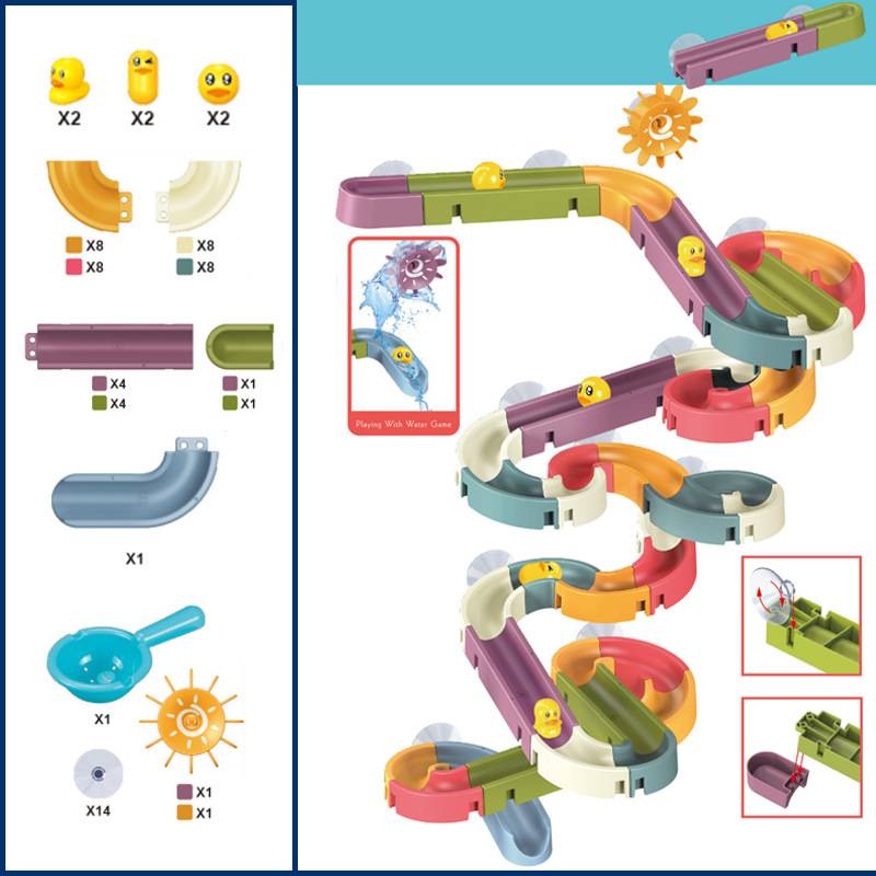 🦆💦 48-Piece DIY Duck Slide Bath Toy 🌈 Build Splash & Turn Bath Time Into Play Time 🛁✨