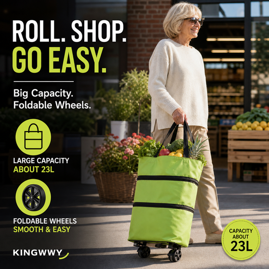 🛒2-in-1 Foldable Shopping Cart with Wheels