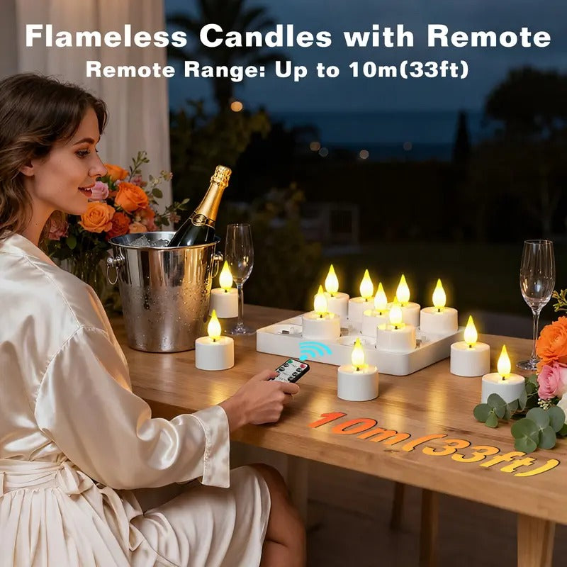 Rechargeable USB-C LED Flameless Tealight Candle with Remote Control