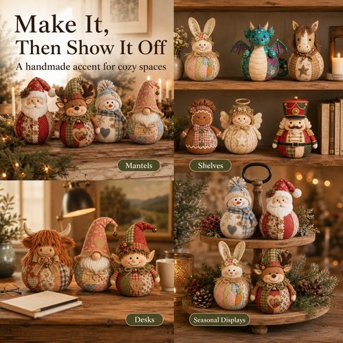 🎄🎅Patchwork Fabric Doll DIY Kit