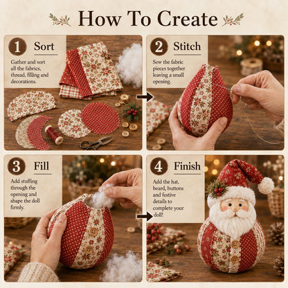🎄🎅Patchwork Fabric Doll DIY Kit