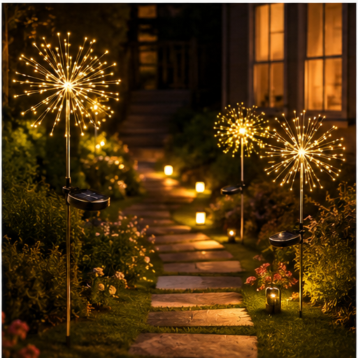 🎇Solar-powered string lights for fireworks can be DIY-ed into any shape-200 LEDs