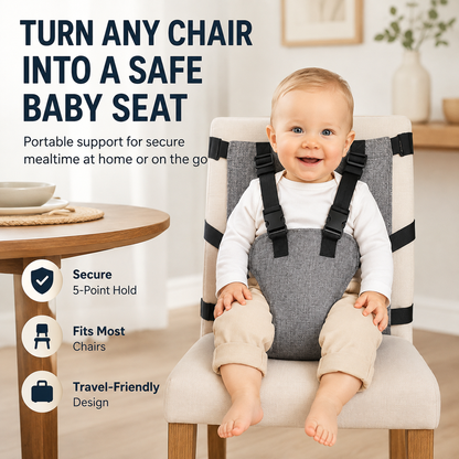 👶Baby Chair Harness Strap –Upgrade 5-Point Safety & Travel-Ready Design
