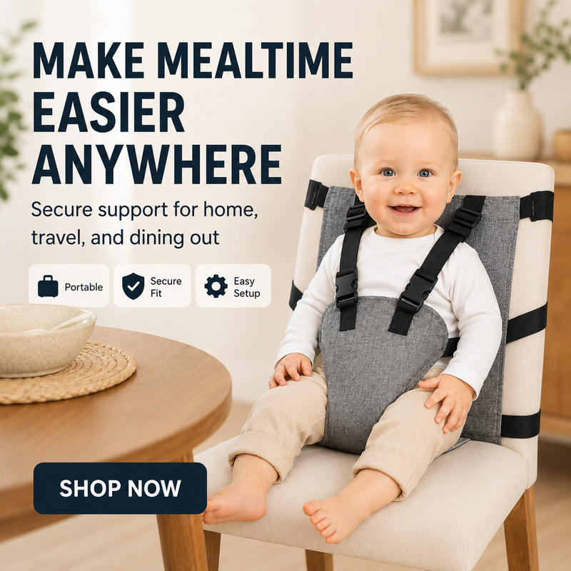 👶Baby Chair Harness Strap –Upgrade 5-Point Safety & Travel-Ready Design