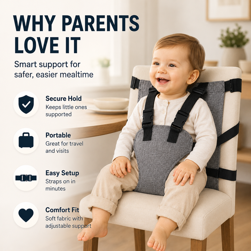 Baby wearing comfortable adjustable portable chair harness