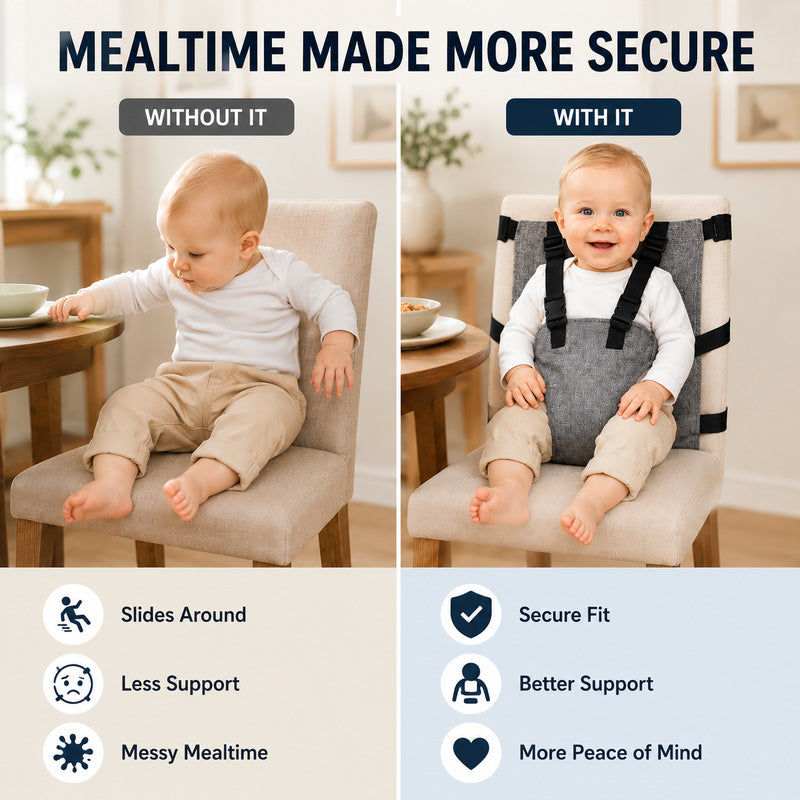 Comparison of ordinary chair seating and baby chair harness support