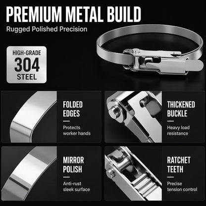 🔩 Heavy Duty Stainless Steel Cable Tie – 304 Steel, Rust-Proof, Ratchet Lock – Secure Heavy Loads Indoors & Out! ✨